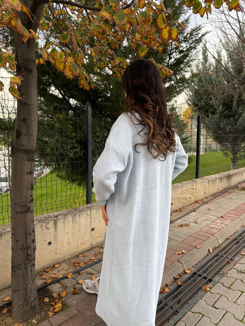 Kirpi Uzun Hırka - Mavi