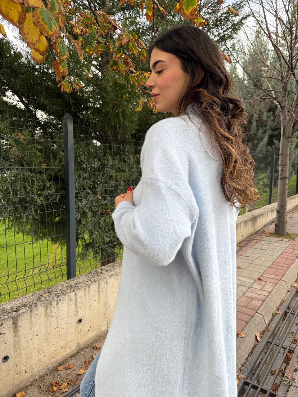 Kirpi Uzun Hırka - Mavi