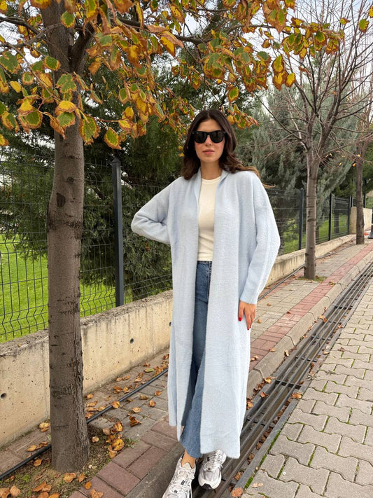 Kirpi Uzun Hırka - Mavi